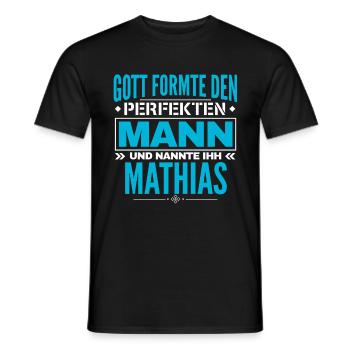 Mathias Name Design - Männer T-Shirt - Schwarz - Vorne - AI Model Male 178 light (178cm)