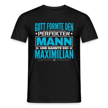 Maximilian Name Design - Männer T-Shirt - Schwarz - Vorne - AI Model Male 178 light (178cm)