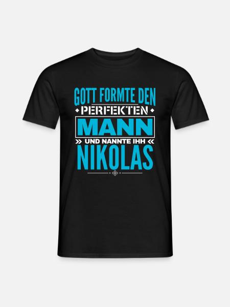 Nikolas Name Design - Männer T-Shirt - Schwarz