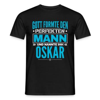 Oskar Name Design - Männer T-Shirt - Schwarz - Vorne - AI Model Male 178 light (178cm)