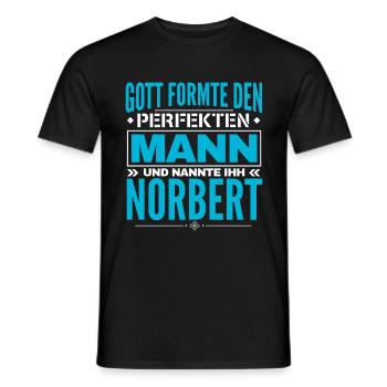 Norbert Name Design - Männer T-Shirt - Schwarz - Vorne - AI Model Male 178 light (178cm)