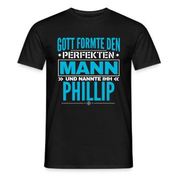Phillip Name Design - Männer T-Shirt - Schwarz - Vorne - AI Model Male 178 light (178cm)