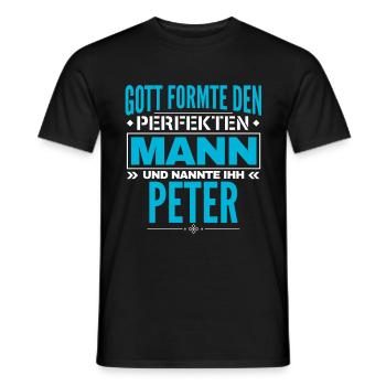 Peter Name Design - Männer T-Shirt - Schwarz - Vorne - AI Model Male 178 light (178cm)