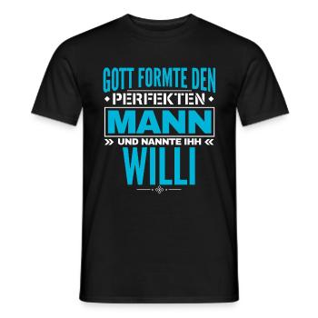 Willi Name Design - Männer T-Shirt - Schwarz - Vorne - AI Model Male 178 light (178cm)