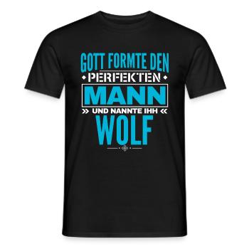 Wolf Name Design - Männer T-Shirt - Schwarz - Vorne - AI Model Male 178 light (178cm)