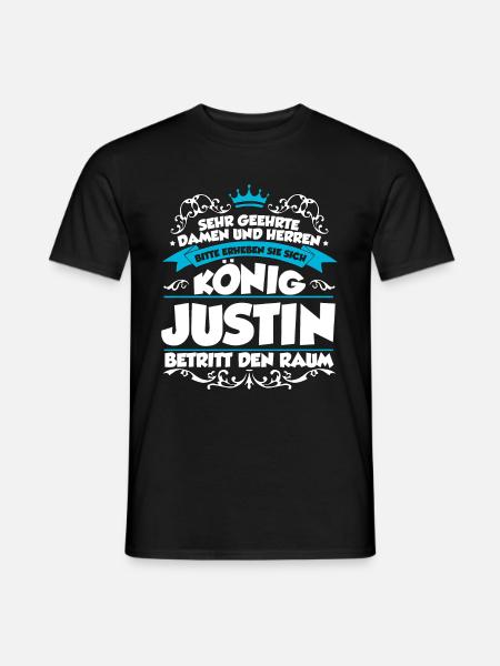 Justin Name Design - Männer T-Shirt - Schwarz