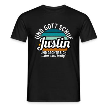 Justin - Männer T-Shirt - Schwarz - Vorne - AI Model Male 178 light (178cm)