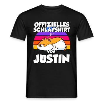 Offizielles Schlafshirt Von Justin - Männer T-Shirt - Schwarz - Vorne - AI Model Male 178 light (178cm)