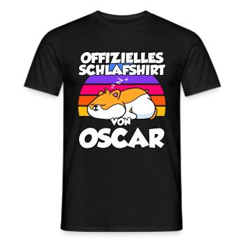 Offizielles Schlafshirt Von Oscar - Männer T-Shirt - Schwarz - Vorne - AI Model Male 178 light (178cm)