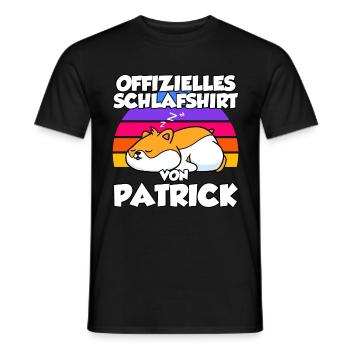 Offizielles Schlafshirt Von Patrick - Männer T-Shirt - Schwarz - Vorne - AI Model Male 178 light (178cm)