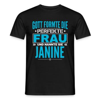 Janine Name Design - Men's T-Shirt - black - Front - AI Model Male 178 light (178cm)