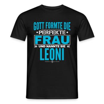 Leoni Name Design - Männer T-Shirt - Schwarz - Vorne - AI Model Male 178 light (178cm)