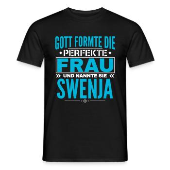 Swenja Name Design - Men's T-Shirt - black - Front - AI Model Male 178 light (178cm)