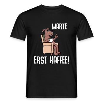 Wait for coffee first - Men's T-Shirt - black - Front - AI Model Male 178 light (178cm)