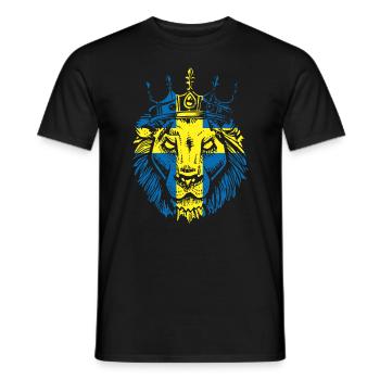Drapeau de la Suède avec lion - T-shirt homme - noir - Devant - AI Model Male 178 light (178cm)