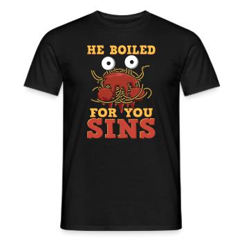 Flying spaghetti monster - Men's T-Shirt - black - Front - AI Model Male 178 light (178cm)