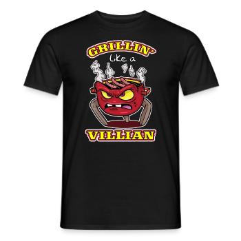 Grilling like a villian BBQ Grilling Funny - Men's T-Shirt - black - Front - AI Model Male 178 light (178cm)