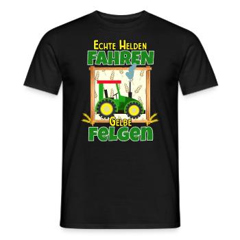 Echte Helden fahren gelbe Felgen Traktor fahren - Männer T-Shirt - Schwarz - Vorne - AI Model Male 178 light (178cm)