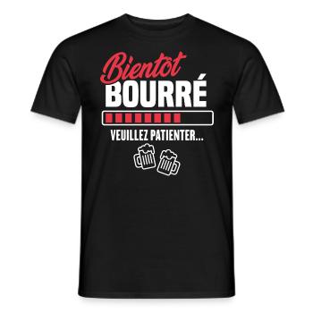 Bientôt bourré veuillez patienter - T-shirt homme - noir - Devant - AI Model Male 178 light (178cm)