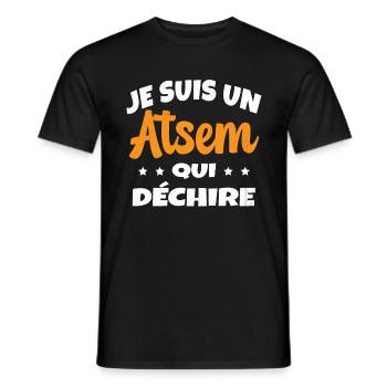 Homme Je Suis Un Atsem Qui Déchire Humour Drôle - T-shirt homme - noir - Devant - AI Model Male 178 light (178cm)