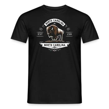 Emblème du bison de la Caroline du Nord - T-shirt homme - noir - Devant - AI Model Male 178 light (178cm)