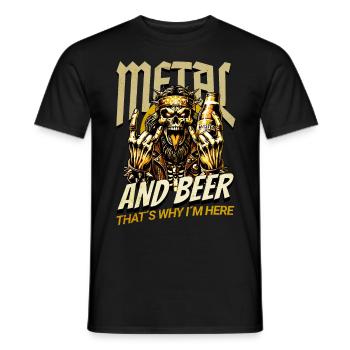 HEAVY METAL ET BIÈRE, C’EST POURQUOI JE SUIS ICI - T-shirt homme - noir - Devant - AI Model Male 178 light (178cm)