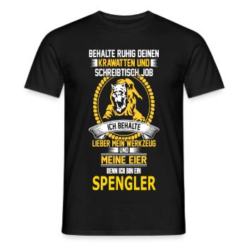 SPENGLER - Männer T-Shirt - Schwarz - Vorne - AI Model Male 178 light (178cm)