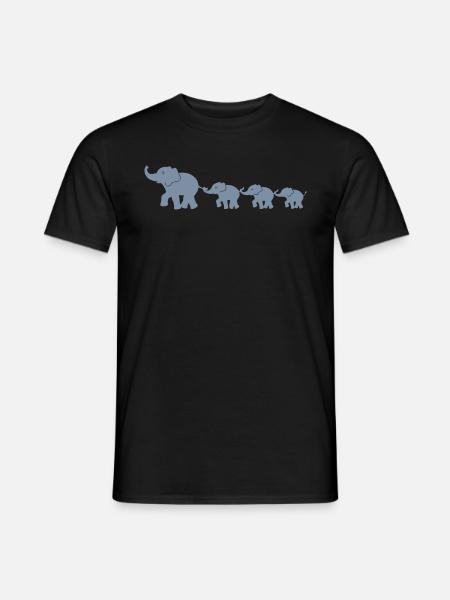 Elephanten Familie - Männer T-Shirt - Schwarz