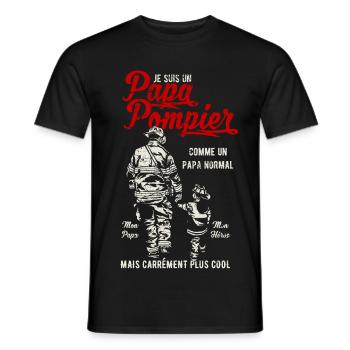 Papa Pompier - T-shirt homme - noir - Devant - AI Model Male 178 light (178cm)