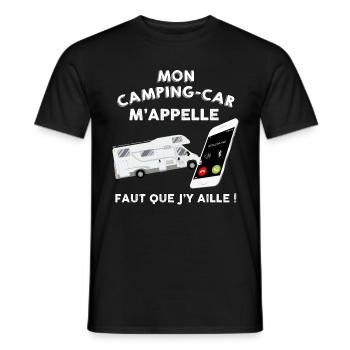 Humour Camping-car voyage et portable - T-shirt homme - noir - Devant - AI Model Male 178 light (178cm)