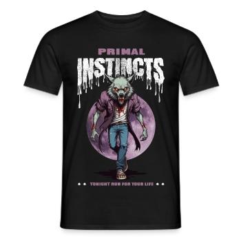 Werewolf at night - Men's T-Shirt - black - Front - AI Model Male 178 light (178cm)
