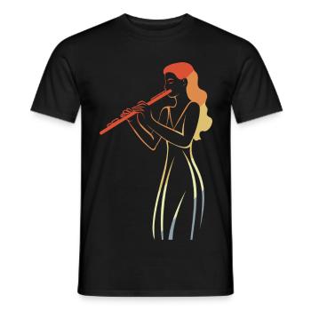 Vintage Flötenspielerin Skizze - Männer T-Shirt - Schwarz - Vorne - AI Model Male 178 light (178cm)