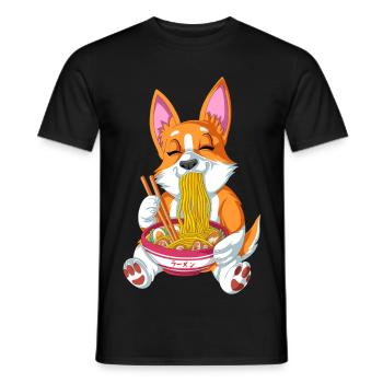 Süßer Corgi genießt Ramen - Männer T-Shirt - Schwarz - Vorne - AI Model Male 178 light (178cm)