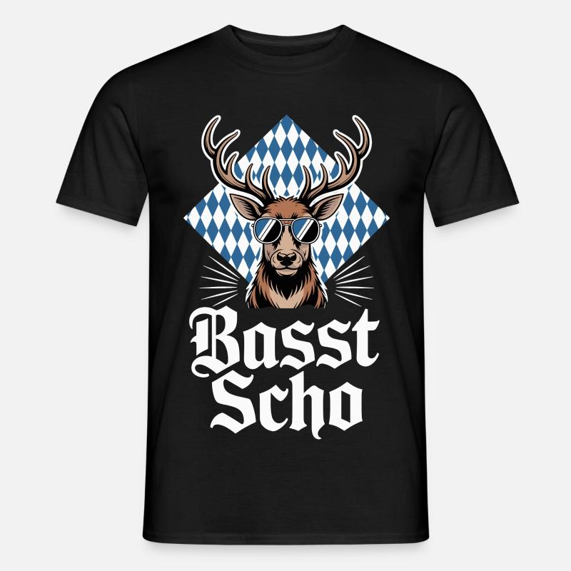 Elch Bayerischer Hirsch Sonnenbrille Basst Scho - Männer T-Shirt - Schwarz