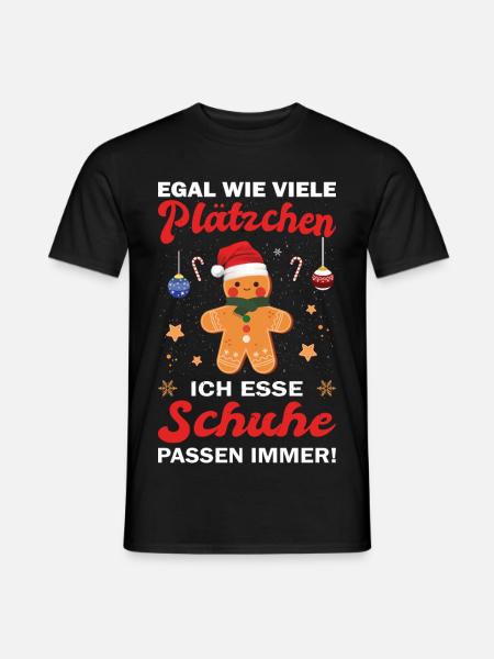 Weihnachtsgeschenk Lebkuchenmann Plätzchen Schuhe - Männer T-Shirt - Schwarz