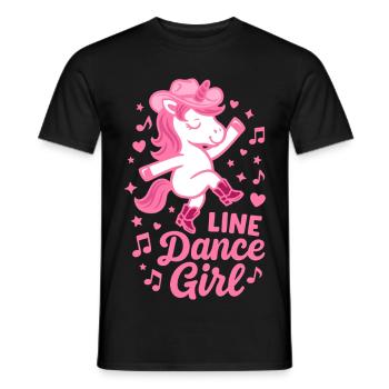 Line Dance Unicorn Girl - Dancing Gift - Men's T-Shirt - black - Front - AI Model Male 178 light (178cm)