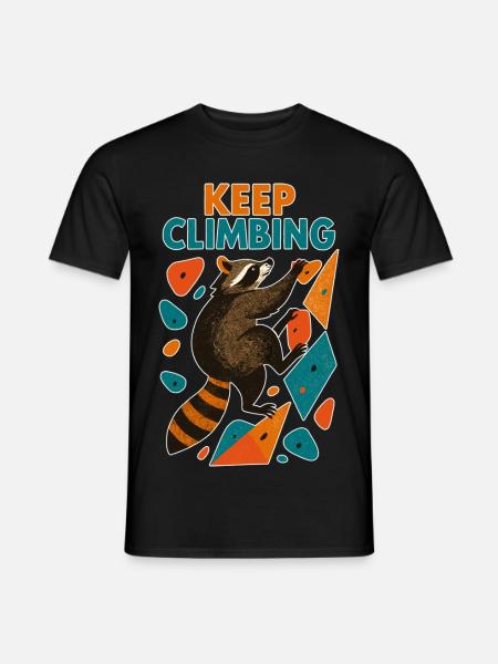 Bouldering Raccoon Keep Climbing Motivation - Men's T-Shirt - black