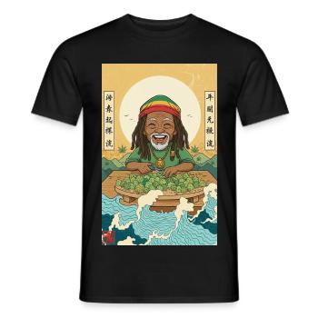 Kawaii Weed Smoker - Men's T-Shirt - black - Front - AI Model Male 178 light (178cm)