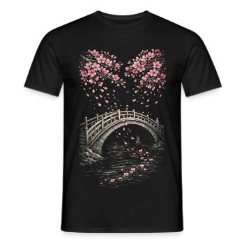 Cherry Blossom Sakura Cherry Blossom - Men's T-Shirt - black - Front - AI Model Male 178 light (178cm)