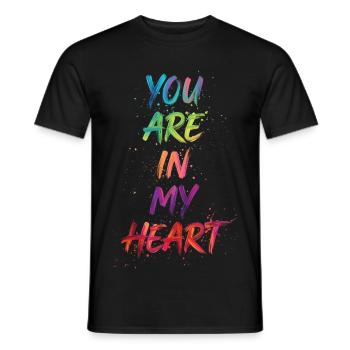 You Are In My Heart Color Text Painting Print - Men's T-Shirt - black - Front - AI Model Male 178 light (178cm)