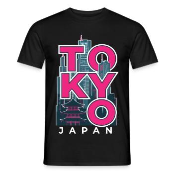Tokyo Japon Skyline Rétro - T-shirt homme - noir - Devant - AI Model Male 178 light (178cm)