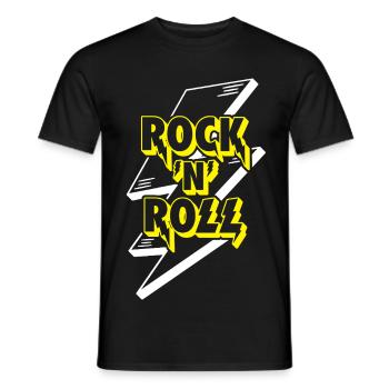 Rock 'N' Roll Lightning Bolt 3D Logo - Men's T-Shirt - black - Front - AI Model Male 178 light (178cm)