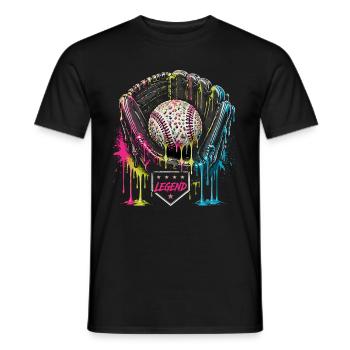 Baseball Handschuh Legend Bunt Grafik - Männer T-Shirt - Schwarz - Vorne - AI Model Male 178 light (178cm)
