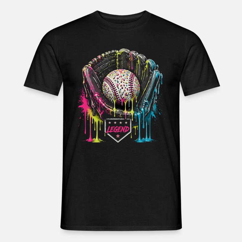 Baseball Handschuh Legend Bunt Grafik - Männer T-Shirt - Schwarz