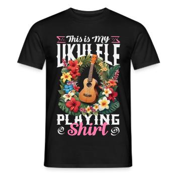 Voici mon maillot de ukulélé, guitare hawaïenne - T-shirt homme - noir - Devant - AI Model Male 178 light (178cm)