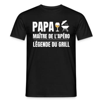 Papa Maître Apéro Gril Légende - T-shirt homme - noir - Devant - AI Model Male 178 light (178cm)