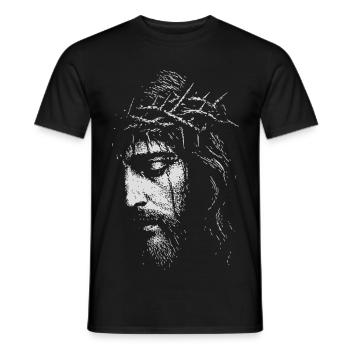 Portrait de la couronne d’épines de Jésus - T-shirt homme - noir - Devant - AI Model Male 178 light (178cm)