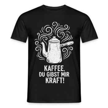 Käffee du gibst mir Kraft Spruch - Männer T-Shirt - Schwarz - Vorne - AI Model Male 178 light (178cm)
