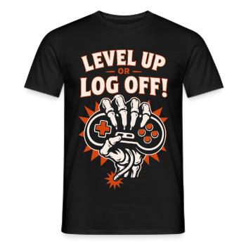 Monter de niveau ou se déconnecter Gaming Skeleton - T-shirt homme - noir - Devant - AI Model Male 178 light (178cm)