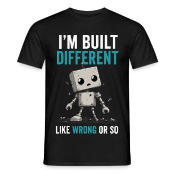 Construit différemment, comme faux - humour de mème, drôle - T-shirt homme - noir - Devant - AI Model Male 178 light (178cm)